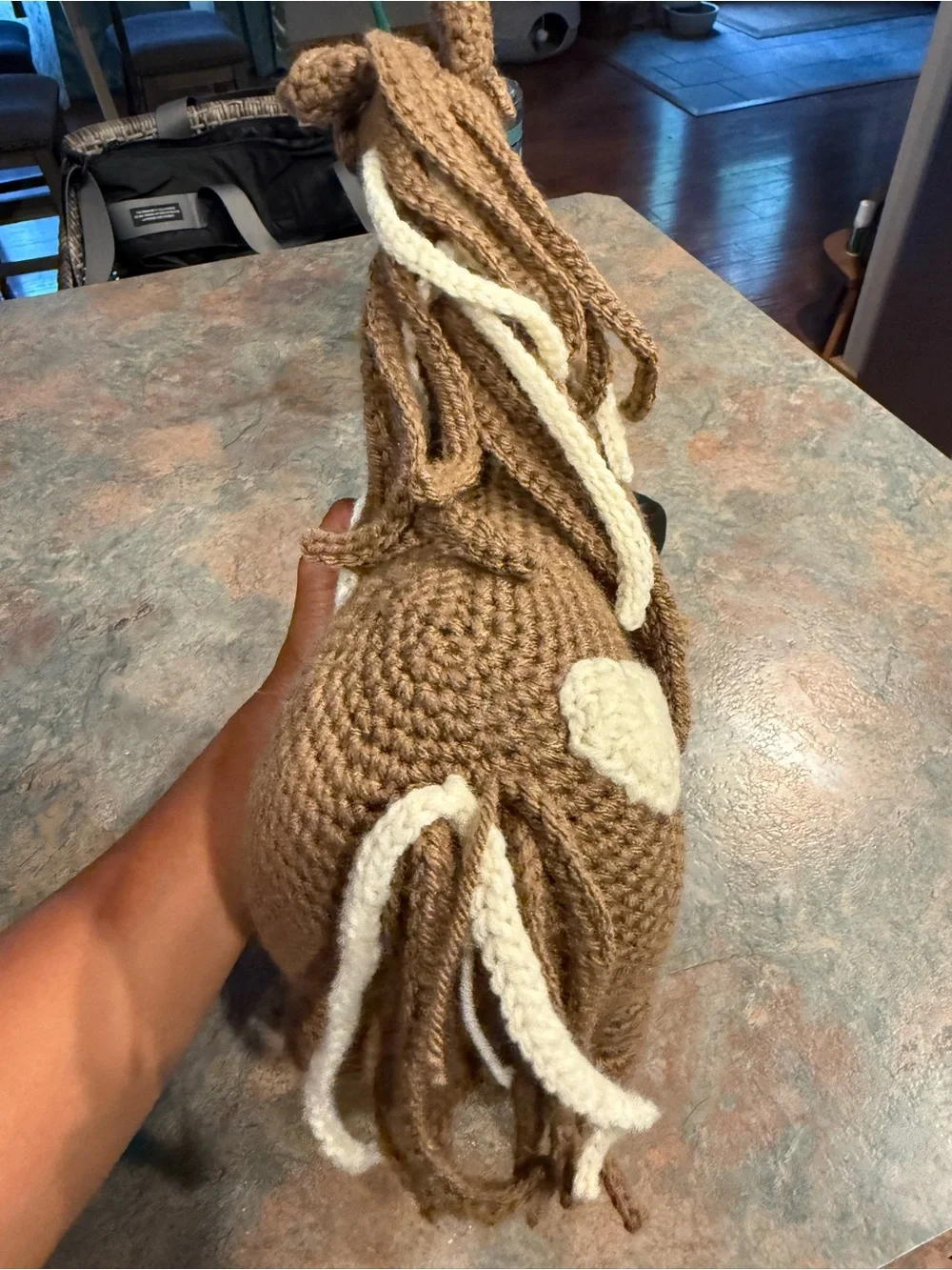 Hand-Crocheted Brown Horse Plush with Cream Mane